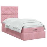 vidaXL Ottomaans Bed met Matras en LED Roze 90 x 200 cm Fluweel