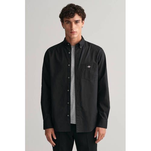 GANT Regular Fit Overhemd met Logo en Borduursels - Black