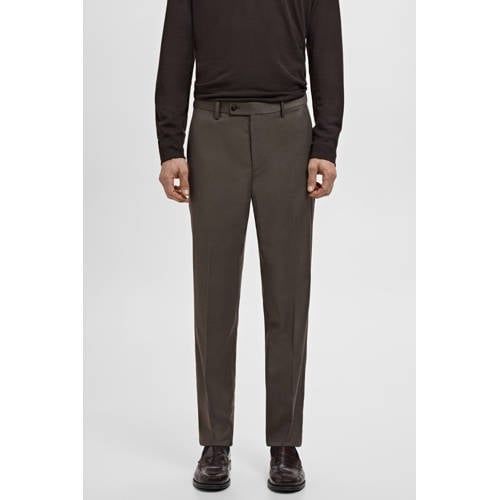 Mango Man Milan slim geruite pantalon bruin