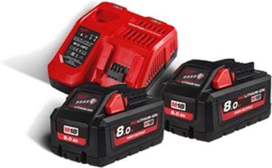 Milwaukee M18 HNRG-802 18V Li-Ion High Output NRG Starterset (2x 8.0Ah accu) + snellader