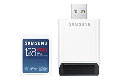 Samsung PRO Plus 128GB SDXC UHS-I U3 160MB/s Full HD & 4K UHD geheugenkaart incl. kaartlezer (MB-SD128KB/WW)