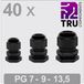 TRU COMPONENTS TC-13448352 Wartel PG7, PG9, PG13 Polyamide Zwart 40 stuk(s)