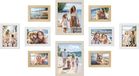 Famanu - Set van 10 fotolijsten, twee van 20 x 25 cm, vier van 13 x 18 cm, vier van 10 x 15 cm, kunststof voorkant, MDF, natuurlijk eiken, wolkenwit, natuurlijk beige RPF310K02