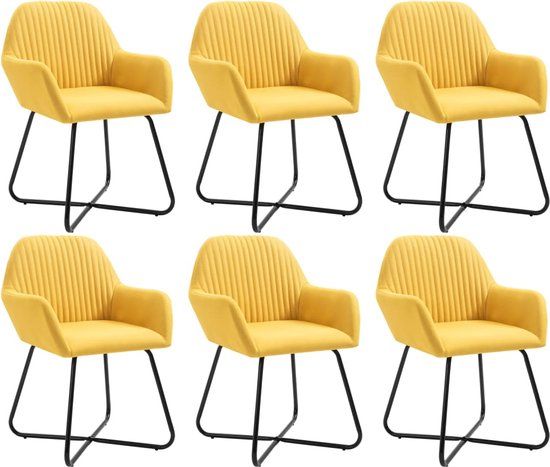 vidaXL Eetkamerstoelen - 6 stuks - Stof - Geel