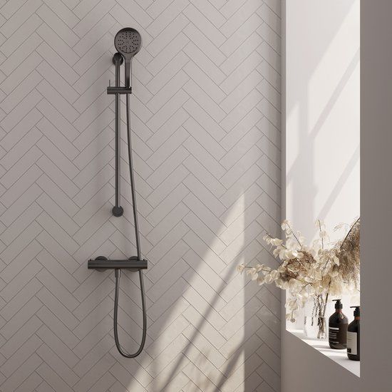 BRAUER Gunmetal Edition Opbouw Douche Thermostaatkraan Set - Gunmetal Geborsteld PVD