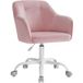 Songmics Chaise de bureau ergonomique pivotante réglable en hauteur tissu velours respirant rose bonbon