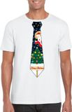 Bellatio Decorations Shoppartners Bv Wit kerst T-shirt voor heren - Kerstman en kerstboom stropdas print L