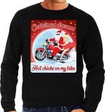 Bellatio Decorations Shoppartners Bv Foute Kersttrui / sweater - Christmas dreams hot chicks on my bike - motorliefhebber / motorrijder / motor fan zwart voor heren - kerstkleding / kerst outfit M