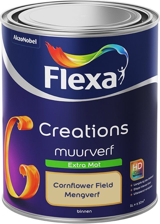 FLEXA Creations - Muurverf Extra Mat - Cornflower Field - Mengkleuren Collectie - 1 Liter