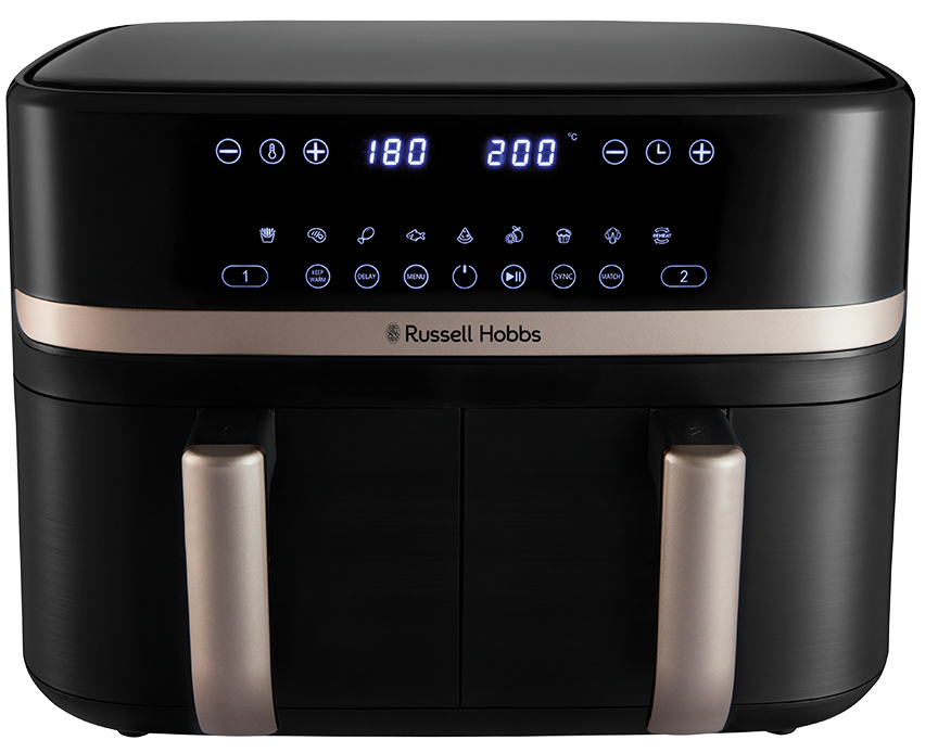 Russell Hobbs Satisfry Dual Basket 9L Airfryer - 2800W - Zwart/Champagne