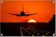 Poster de jardin Coucher de soleil Avion Orange 60x40cm - Poster extérieur - PVC
