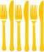 Amscan Set de couverts - 72 pièces - plastique réutilisable - jaune - couteaux/fourchettes