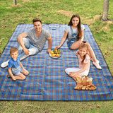 Armo Extra grote tartan picknickdeken met draaggreep, waterdicht strand tuin buiten wasbare picknick camping deken 200 cm x 200 cm (blauw)