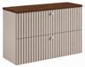3xE living Meuble de salle de bain Suspendu sous lavabo 80 cm, 2 tiroirs, Cachemire + Plan de toilette Chêne Noyer, Poignées Argentées, 80 x 44,4 x 58,6 cm
