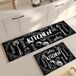 Ibenzoa® Tapis de cuisine lavables et antidérapants, set de 2 pièces - Noir