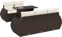 vidaXL 6-delige Loungeset met kussens polyrattan bruin