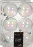 Decoris Kerstballen - 18 stuks - 8 cm - Transparant Parelmoer - Kunststof