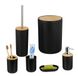 Merkloos Relaxdays badkamer set, 6-delig, zwart/lichtbruin/zilver