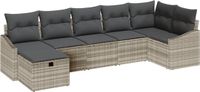 vidaXL Bankstel 8-zits Polyrattan Lichtgrijs/Donkergrijs