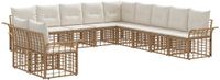 vidaXL - Hoek loungeset - 11 zitplekken - Polyester - Natuurlijk en crème wit