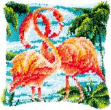 VERVACO Knooppakket Tapijt Handwerken Pakket FLAMINGO'S Smyrna Knopen Pakket 40 x 40 cm Knutselen en Activiteiten Makkelijk Borduurwerk Hobby Materiaal Woondecoratie Creatief Cadeau