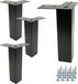 Set de quatre pieds de meuble noirs, carrés, 15 cm de haut
