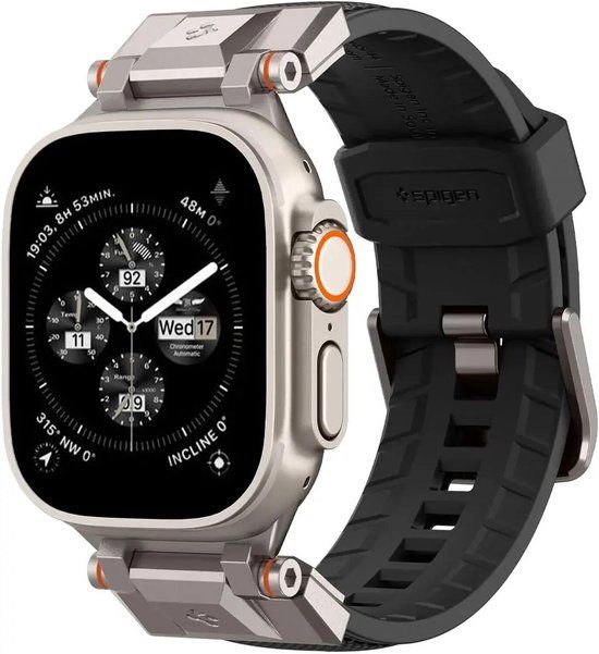 Spigen DuraPro Armor Bandje Geschikt voor Apple Watch 1/2/3/4/5/6/7/8/9/10/SE/Ultra 49MM / 46MM / 45MM / 44MM / 42MM - Zwart