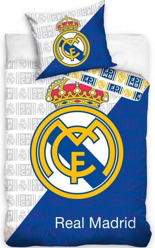 Real Madrid C.F. dekbedovertrek 140 x 200 cm wit/blauw 60 x 80 cm