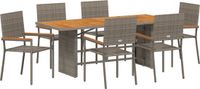 vidaXL Tuin Eettafel Set 7-delig Grijs Polywood