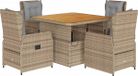 vidaXL 5-delige Tuinset met Kussens, Beige, Polyrotan