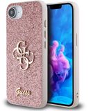 Guess Glitter 4G Metal Logo iPhone 17e / 16e hoesje - Roze