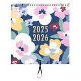 Busy B Familie wandkalender - 17 maanden aug '25 - december '26 - bloemenontwerp - familie muurplanner met 5 schema's, notities, minikalenders, stickers en 17 maandelijkse opbergvakken - 30,5 x 30,5