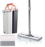 Merkloos Relaxdays Vlakmop Set - 6.5L Emmer met Wringer - Grijs