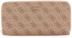 GUESS portemonnee Brenton SLG Large Zip Around Wallet Latte Logo Lichtbruin