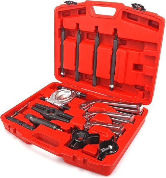 HBM 23 Delige Hydraulische Pullytrekkerset en Lagertrekkerset - Rood - Metaal - Koffer