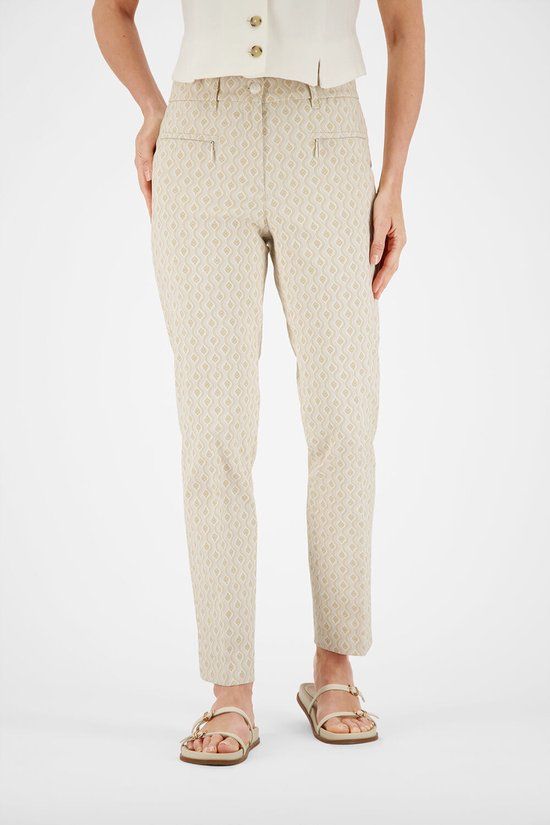 Gardeur ZENE 51 Slim Fit Jacquard Broek Vrouwen W40 X L32 Hellbeige