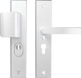 AXA Veiligheidsbeslag (Edge Plus) Aluminium glad: Duwer-Kruk (model D-duwer/Blok) PC55 met kerntrekbeveiliging SKG***