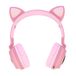 Avizar, Bluetooth-koptelefoon zonder kabel met kattenoren (Kitty-hoofdtelefoon), roze