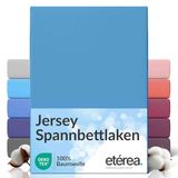 ETÉREA Comfort Jersey Hoeslaken 180x200cm - 200x200 Oekotex Made in Green - 100% katoen, jersey hoeslaken tot 25 cm hoog - laken 180x200-200x200 cm Lichtblauw