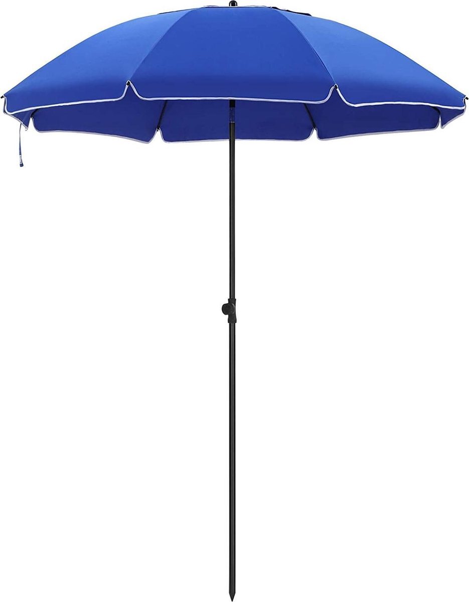 Acaza Parasol 180 cm diameter, rond / achthoekige strandparasol, knikbaar, kantelbaar, met draagtas - blauw