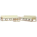 vidaXL Buiten bank set 9 st Wit en crèmekleurig