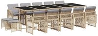 vidaXL Ensemble de jardin 15 pièces avec coussins, beige, polyrotin