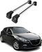 OMAC Porte-bagages compatible avec Mazda3 mk3 2014-2018 - 2 barres - antivol inclus - aluminium argent