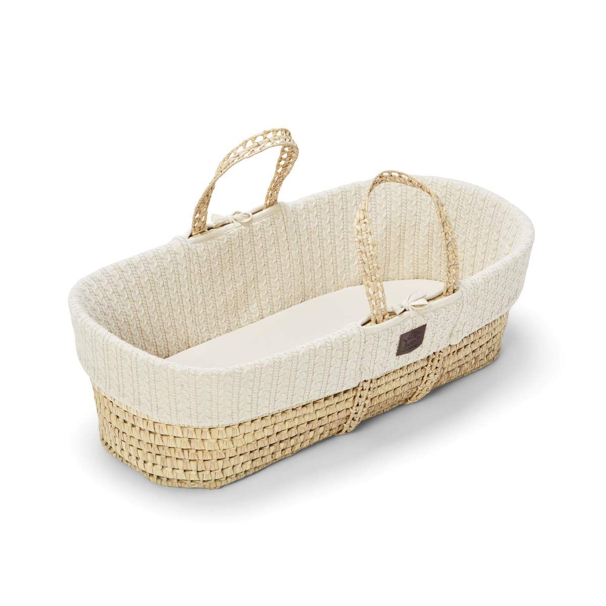 The Little Green Sheep Rieten Moses Wieg - Inclusief Matras - Linen Natural met Creme