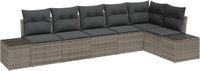 vidaXL Banc de jardin - Set - 6 - pièces - Gris - poly - rotin
