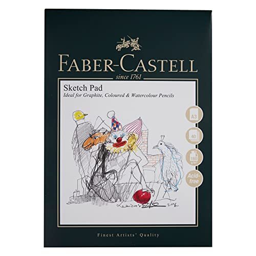 Faber-Castell Art & Graphic Sketch Pad, A3, Zuurvrij Gummed Paper Pad, 160 GSM, 40 vellen voor grafiet, potlood, gekleurde en aquarelpotloden, houtskool, pittpennen, kunst, ambacht, thuis en school