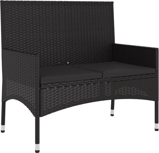 vidaXL 6-delige Loungeset met kussens poly rattan zwart