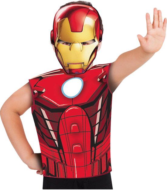 Generik Iron Man™ t-shirt en masker voor kinderen - Verkleedkleding
