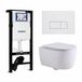 Geberit QeramiQ Dely Swirl Toiletset - 36.3x51.7cm - diepspoel - rimless - Geberit UP320 plieger inbouwreservoir - slim zitting - mat witte metalen bedieningsplaat - rechtehoekige knoppen - mat wit