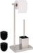 Merkloos Relaxdays Toiletrolhouder staand met wc-borstel en houder - RVS - Zilver